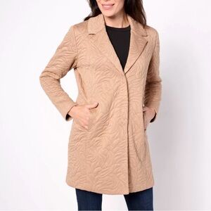 Susan Graver Tan Quilted Trench Coat